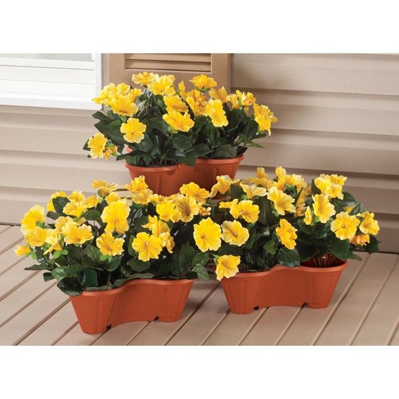 Stackable Garden Planters 3-Pc Weather Resistant Terra Cotta Plastic Outdoors - Picture 4 of 4